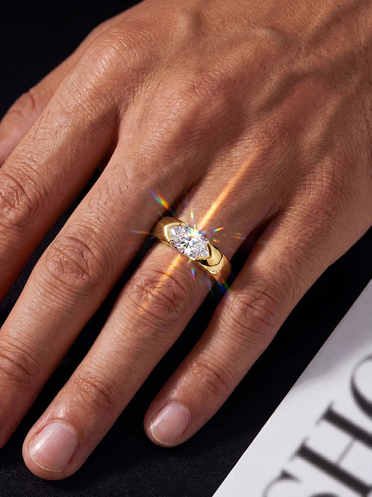 Fashion Gorgeous Real 1-2CT Marquise Moissanite Diamond Engagement Rings for Women Wedding Gift Luxury Jewelry