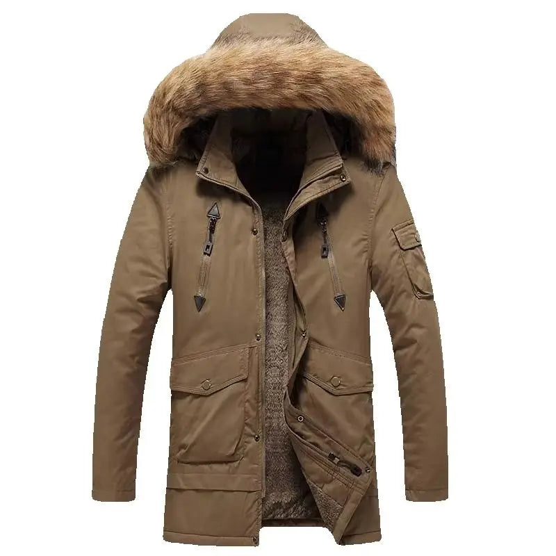 Men Military Fur-Lined Thick Warm Winter Fur Hooded Jackets Windbreaker Coat Outdoor Tactical Parka Outwear High Quality Men's