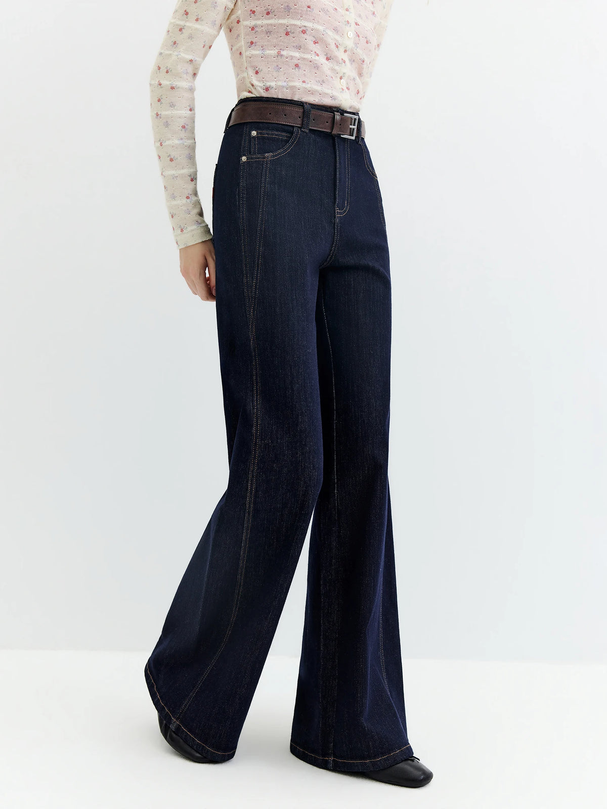 Jeans FSLE Slim Denim Jeans for Women Autumn 2026 Style Mid-waisted Zipper Flared Pants Cotton Retro Solid Chic Streetwear