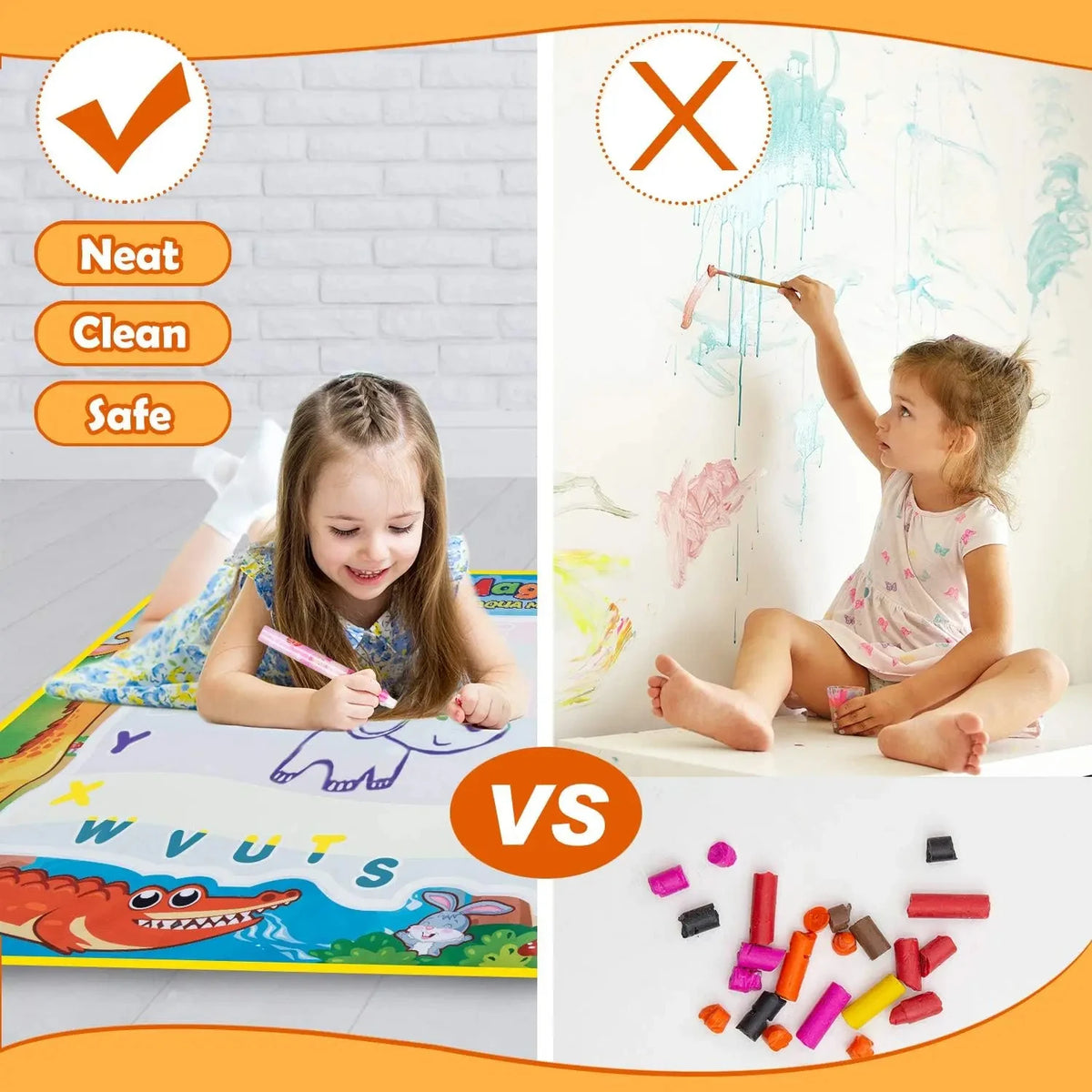 100x80CM Magic Water Drawing Mat with Reusable Magic Pens Montessori Painting Board for Doodling Educational Toys and Gifts