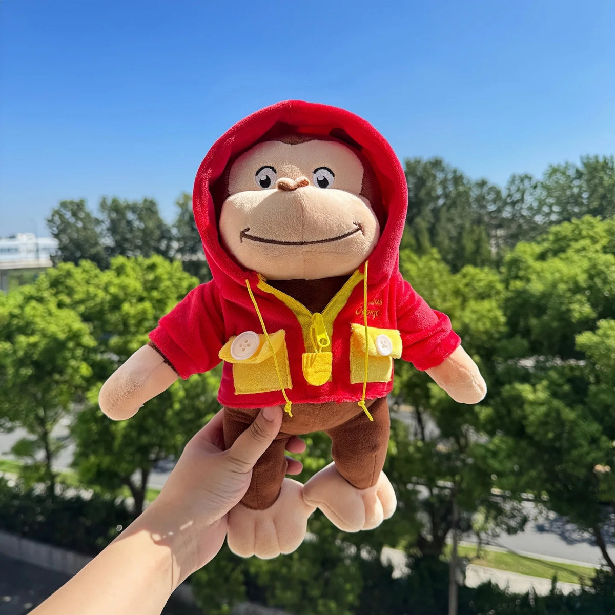 Stuffed Plush TreasuringU Kawaii Monkey Plush Toy Cartoon Blue Pajama Monkey Stuffed Doll Kids Soft George Plushie Birthday Christmas Gift