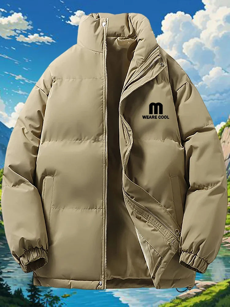 4XL Puffer Jacket Men Thick Warm Parka Plus Size Quilted Jacket Solid Outwear Coats Loose Cotton-padded Men's Clothing Top