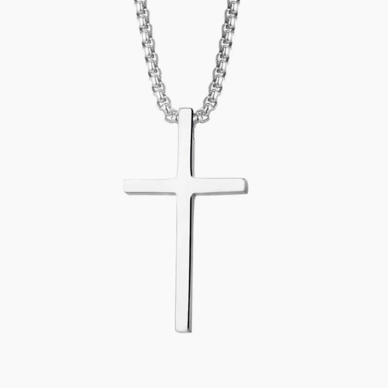 Necklace Pendant Hip Hop Trend Cross Pendant Necklace for Men Simple Punk Silver Color Titanium Steel Chain Versatile Street Jewelry Accessories