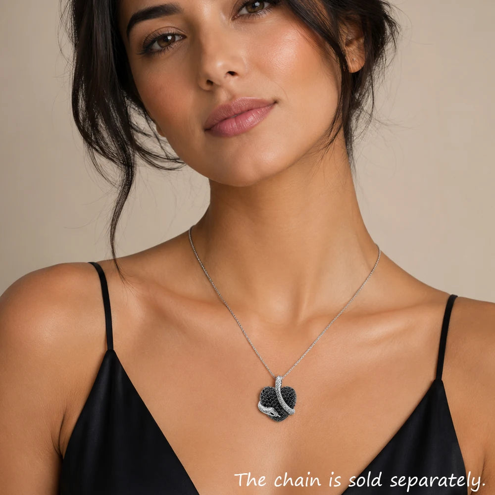 Pendant Black Heart Snake Brand Fashion Vintage Jewelry 925 Sterling Silver Europe Accessories Gift For Women