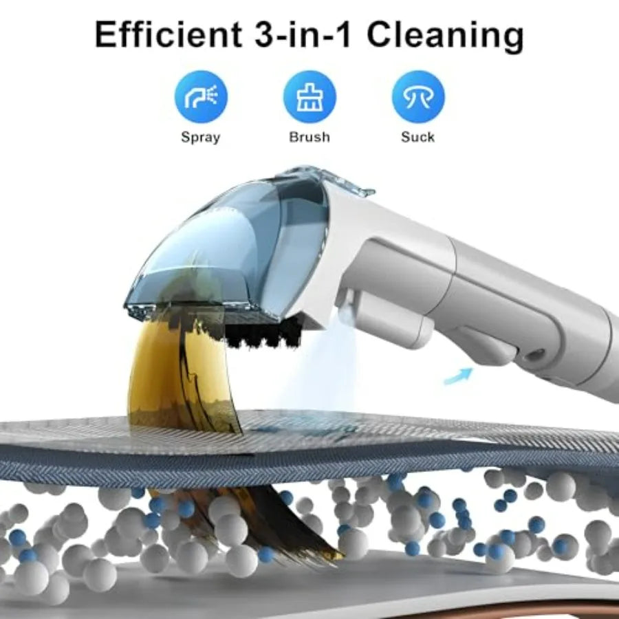 Portable carpet cleaner machine for upholstery, 450W shampooer in blue, deep-cleaning extraction for sofas, rugs, car seats, ma