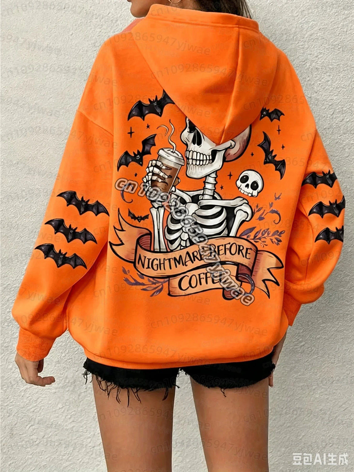 26 Winter Women 3D Halloween Bskeleton print =hooded Hoodie Graphic Pullover Party Sweatshirt Men Women Hoodies