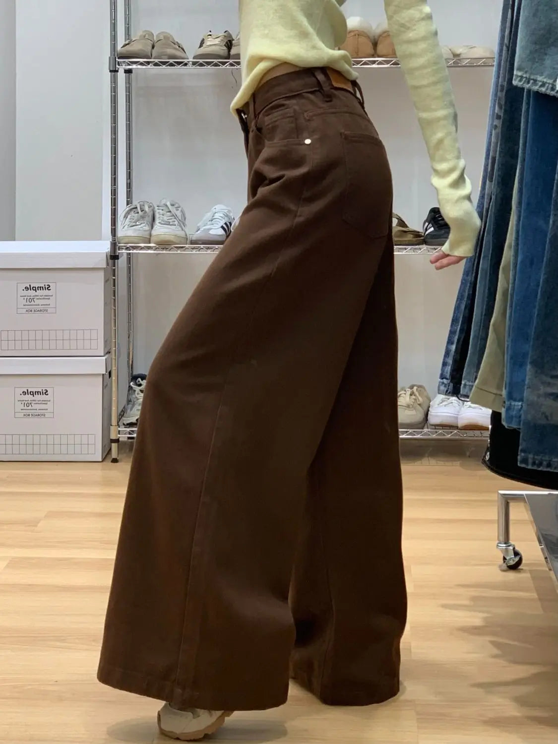 Stylish American Vintage High Waist Jeans Women Fashion Comfortable Draping Straight Leg Floor Length Versatile Denim Pants