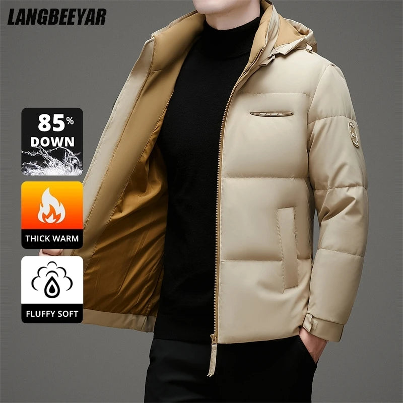 Down Coats Parkas Men Hooded High End White Duck Down Casual Fashion Men Down Jacket Hooded Outerwear Winter Warm Designer Parkas Puffer Feather Coats