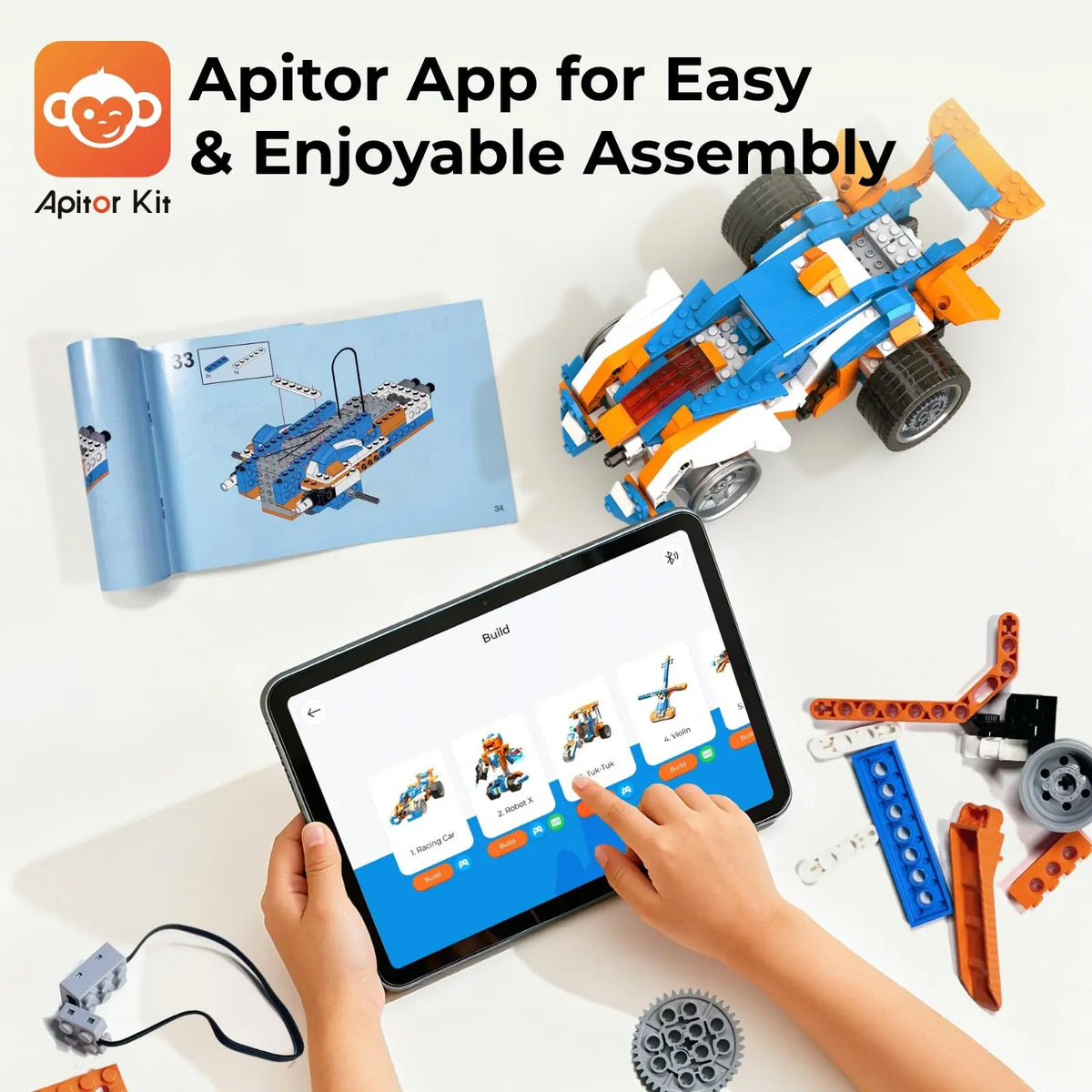 Apitor Robot X Building Kit 12-in-1 STEM Robotics Coding Set Education Birthday Gifts for Kids Ages 8-12 APP Remote Control Toys