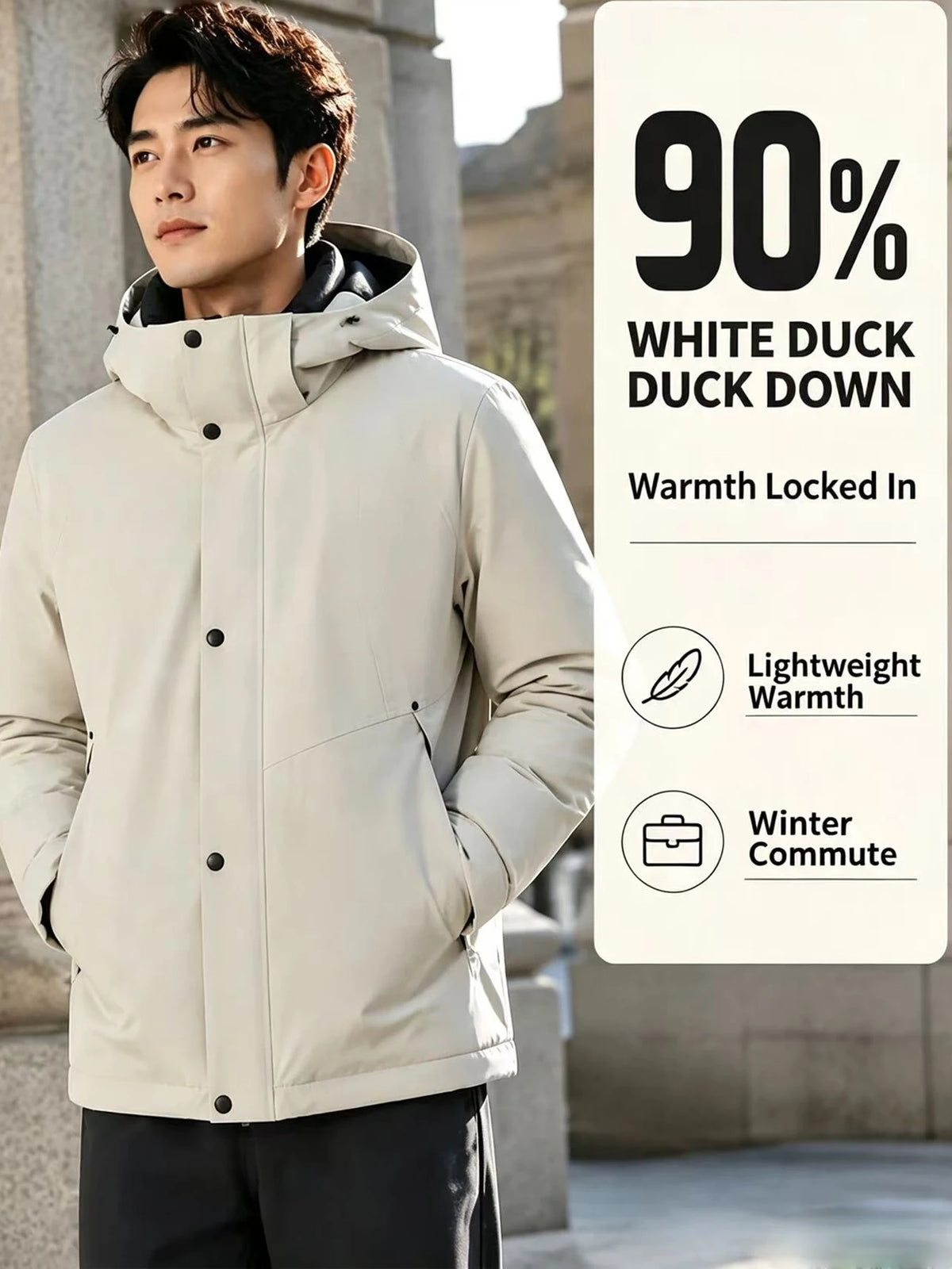 Winter down Jacket, Men's Warm Jacket, Hooded Jacket, Casual Outdoor Fashion, Mountaineering Jacket, Men's Windproof Clothing