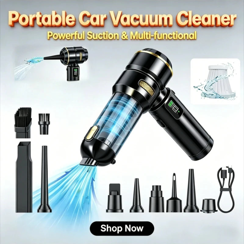 Car Vacuum LEDlamp Cleaner Powerful Mini 98000PA Cordless Portable Vacuum Cleaner for Home Appliance Handheld Blower Car Cleaner
