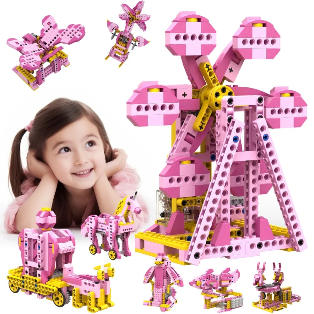 Apitor STEM Toys for Girls Gifts 8-in-1 Electric Motor Robotic Science Kits STEM Kit for Kids Age 8+ Edu Craft Building Toys
