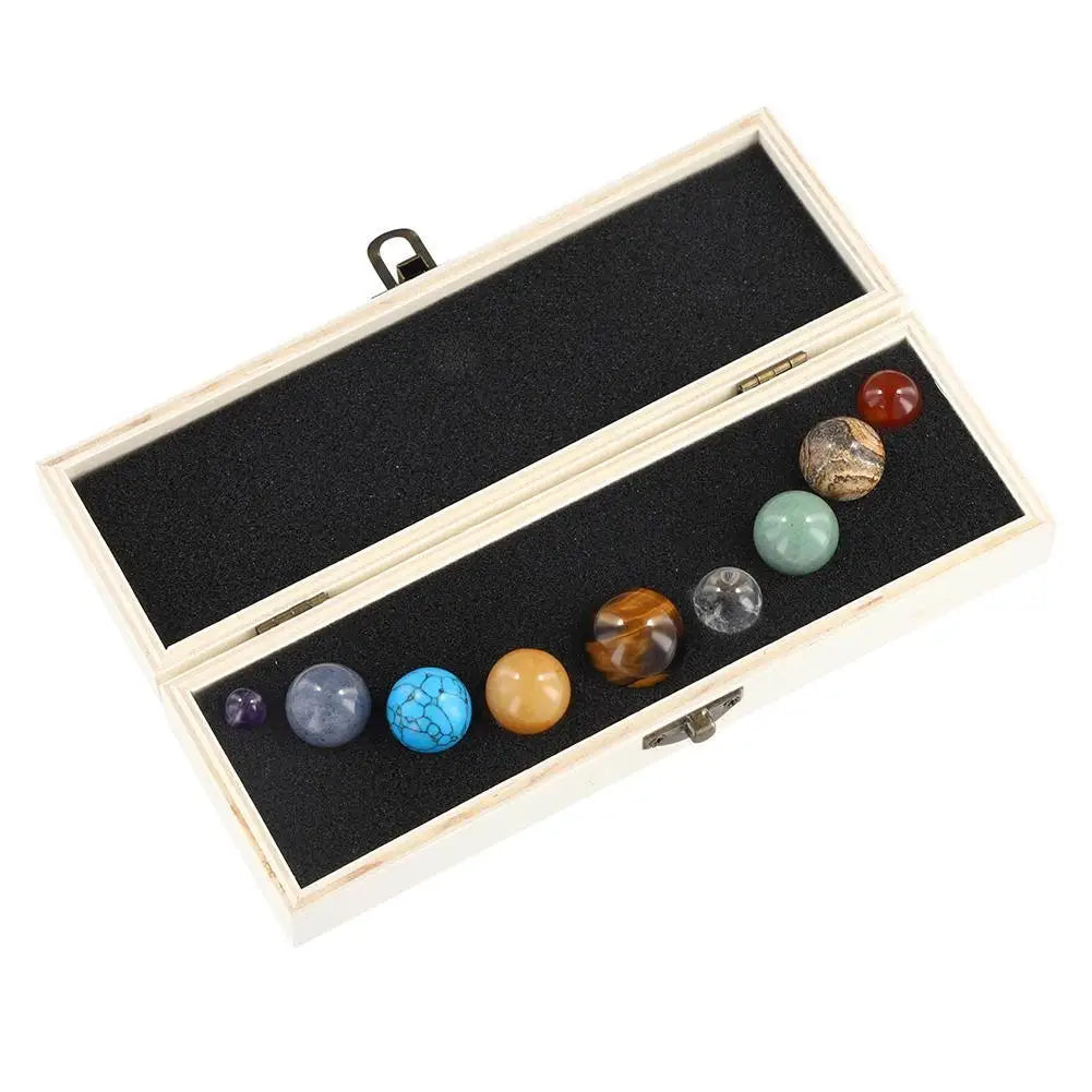 Solar System Natural Crystal Gemstones Set 9 Planets Sphere Ball Stone Galaxy Model Ornaments Gift Home Office Decor