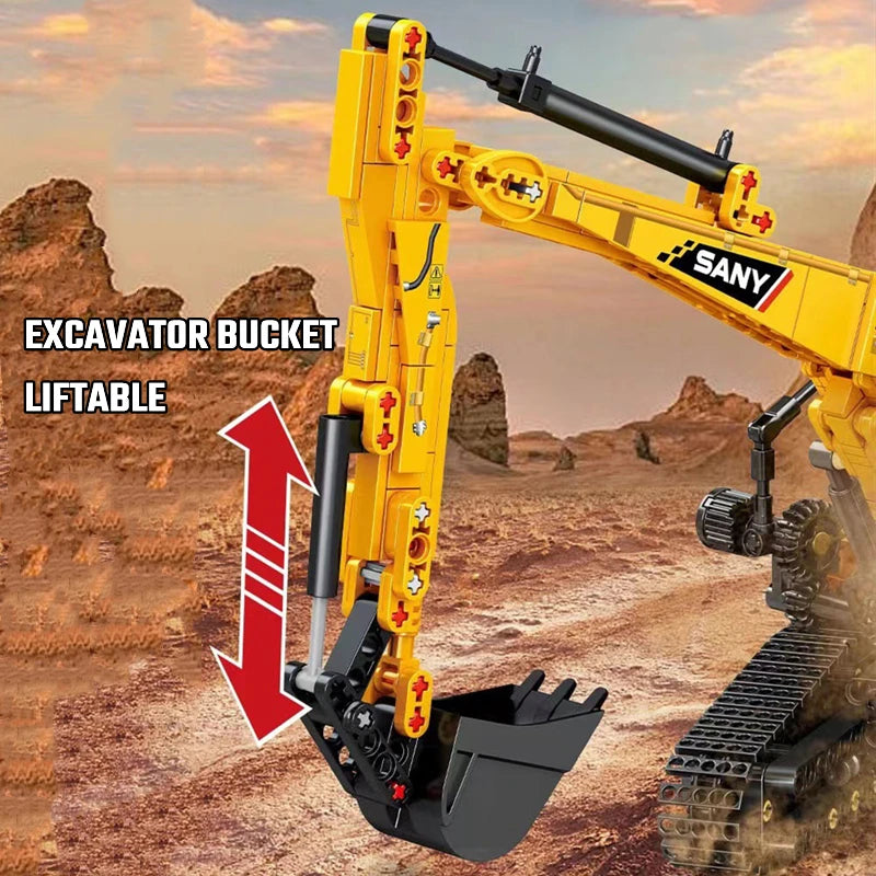 1022pcs-SEMBO BLOCK Excavator Models Building Blocks MOC City Construction Engineering Vehicle Bricks Educational Toys Boys Gift
