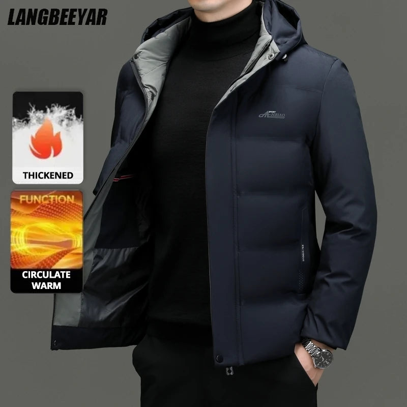 Coat Parka Winter Hooded Top Grade Thicken Fashion Hooded Winter Warm Outerwear Designer Business Parka Coat Mens Newest Jacket Windbreaker