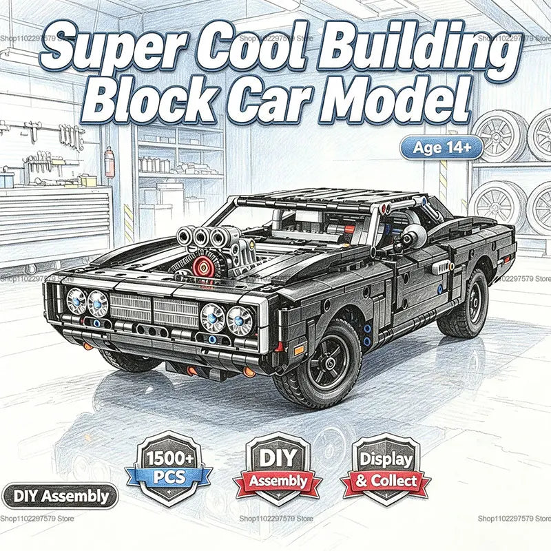 Toys New 1500+PCS Technology Racing Car Building Blocks Set DIY Creative Assemble Bricks Toys for Kids Boys Adults Gift for Christmas