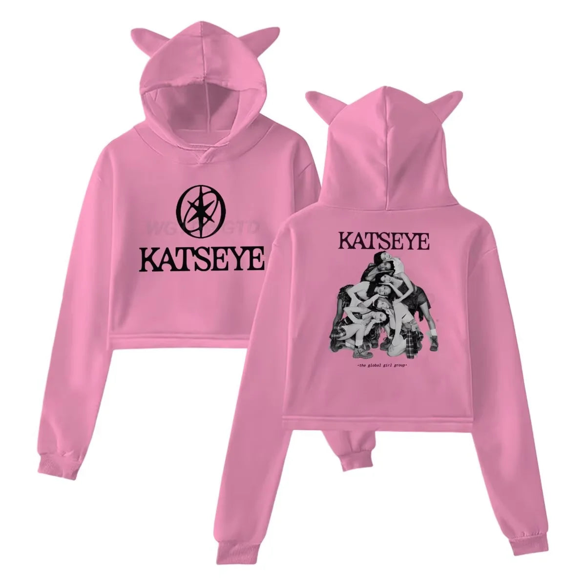 Hoodies Sweatshirt New Katseye Tour 2025 Merch Hoodies Sweatshirt for Girls Cat Ear Crop Katseye Y2K Girls Fashion Hoodie Pullover Casual Clothes