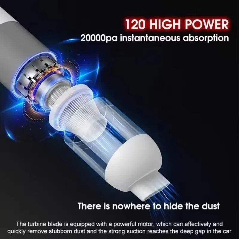 120W Wireless Handheld Car Vacuum Cleaner High Power Strong Cyclone SuctionPortable Mini Vacuum Cleaner for Car Home Cleaning