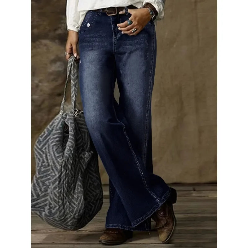 2026 Women's Fashion Retro Narrow Straight Pants, High Waist Slim Drape Stretch Jeans Joker Straight Pants