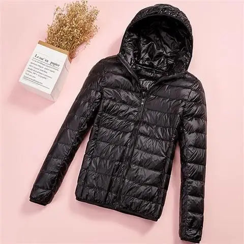 Lightweight Short down Cotton Jacket Women's Stand Collar Hooded Slim Fit plus Size Winter Outerwear CleanFit Style