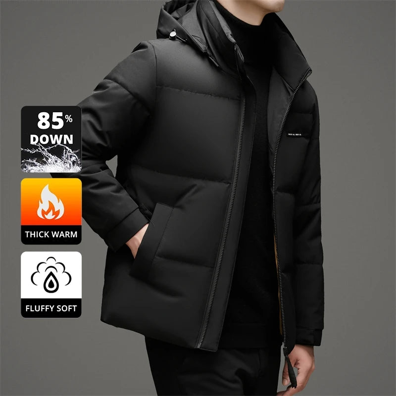 Down Coats Parkas Men Hooded High End White Duck Down Casual Fashion Men Down Jacket Hooded Outerwear Winter Warm Designer Parkas Puffer Feather Coats