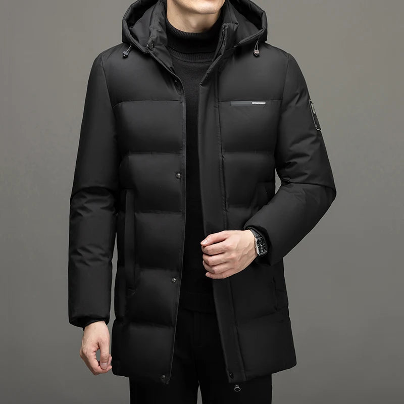 Winter Warm Thicken Long Jacket Coat Mens Hooded Waterproof Puffer Cotton Coat Men Casual Windproof Parkas Coats