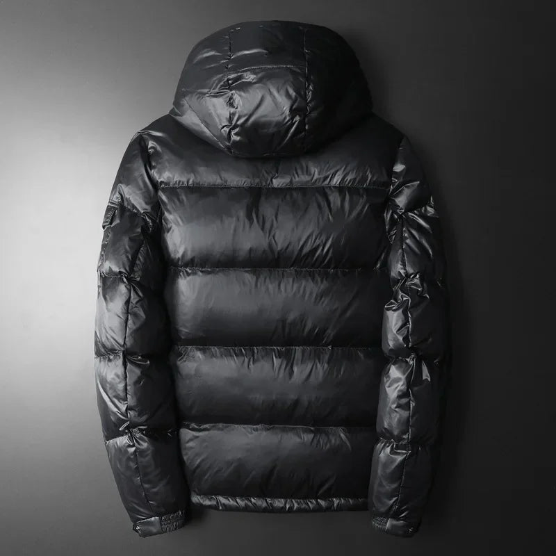 Trendy Men's Casual Hooded down Jacket 2025 Winter Fashion White Duck Feather Warm Top European Style Regular Fit