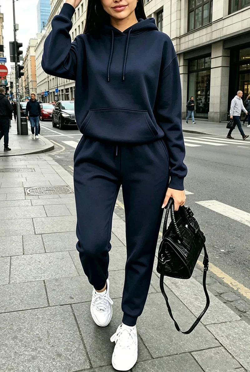 Women's Tracksuit Casual Street Hooded Sweatshirts Sweatpants Outdoors Sports Jogging Clothing Autumn Winter Single Hoodie Pants