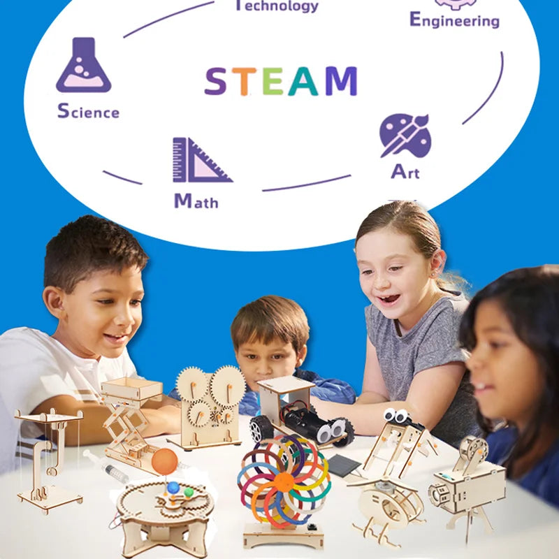 DIY Science Toys STEM Projects Kits 3D Assemble Physical Vehicle Model Wood Puzzle Toy Educational Scientific Experiment Kit