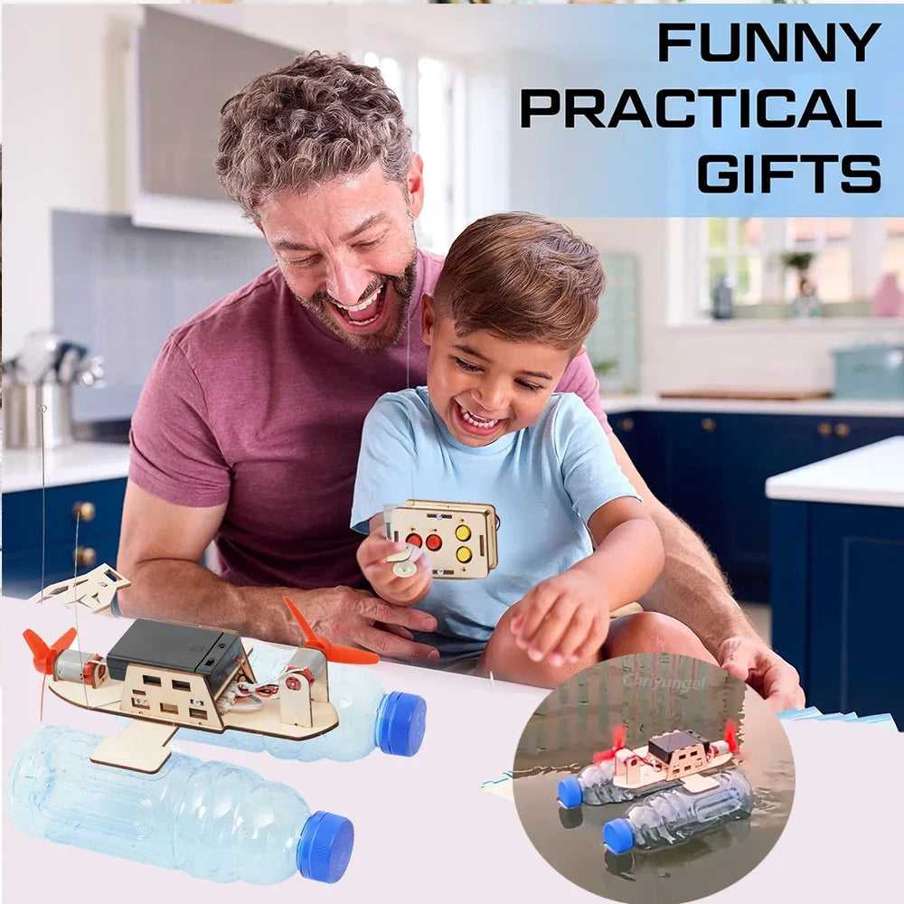 DIY Wooden Sailboat Model Kit STEM Remote Control Boat Science Toy Experiment Educational Project for Kids Boys Girls Gift