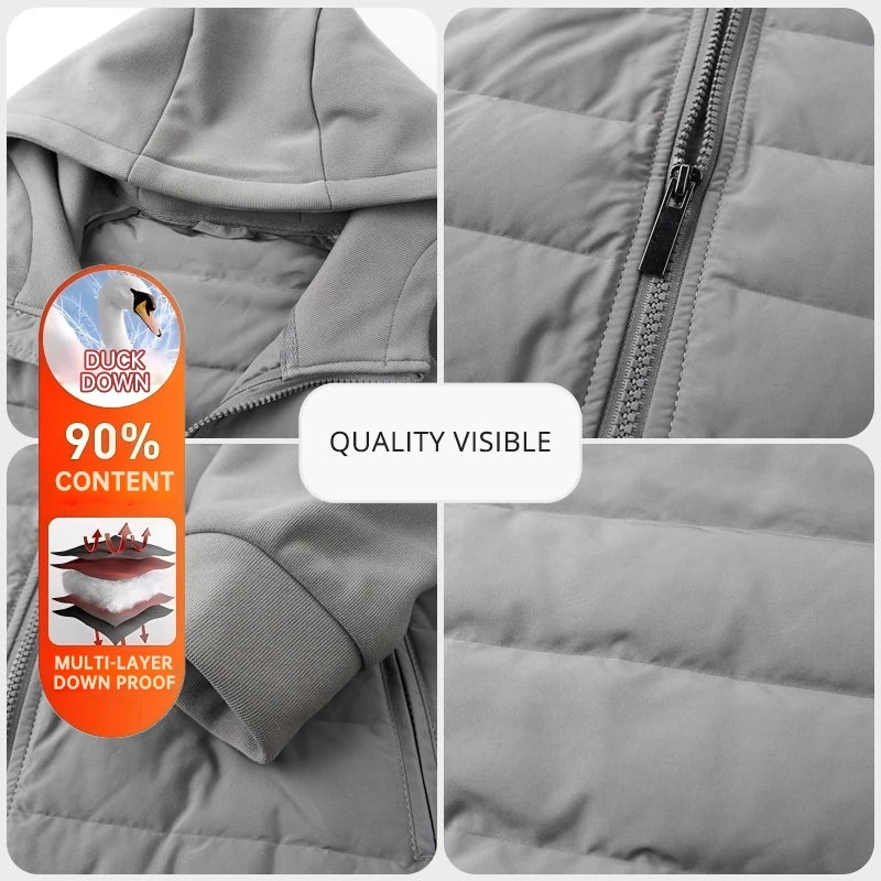 Down Coats Hot-pressing Bonded High End 95% Down Light Seamless Hot-pressing Bonded Casual Fashion Hooded Men Down Jacket New Puffer Winter Feather Coats