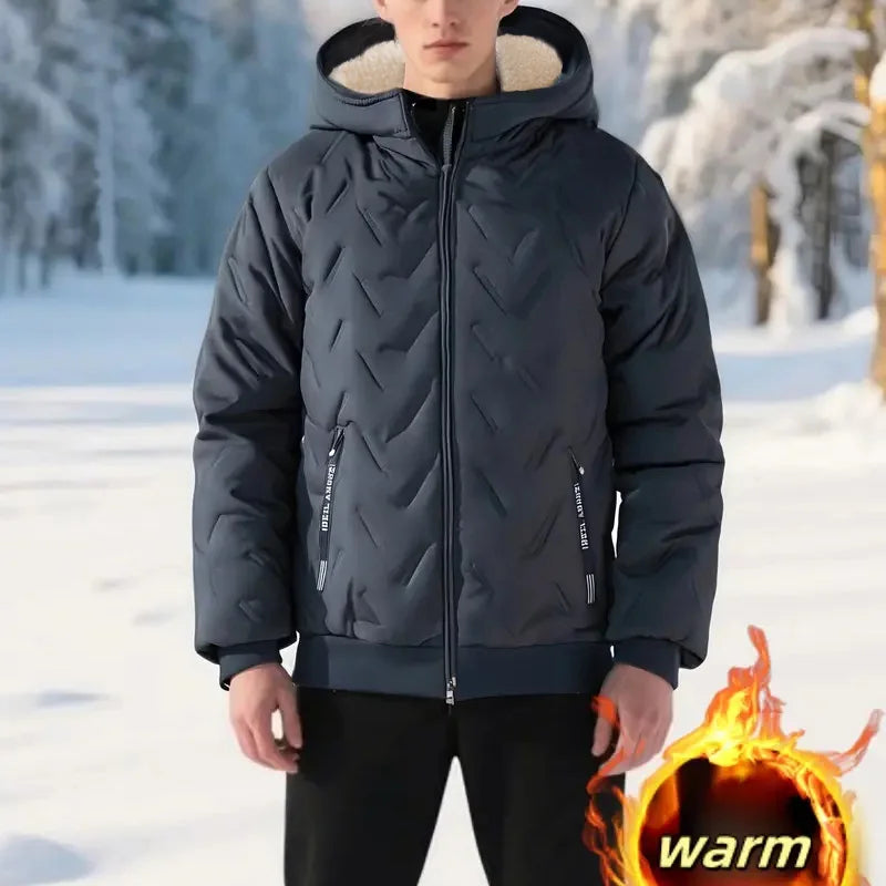 Autumn Winter Men's Hooded Parka Warm Windproof Padded Coats Casual Outdoor Skiing Fleece Jacket Male Fashion Thicken Coat