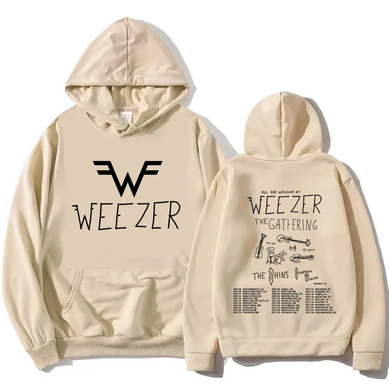 Weezer The Gathering Tour 2026 Hoodies Long Sleeve Soft Fleece Hooded Sweatshirts Unisex Streetwear Graphic Merch Women Clothing