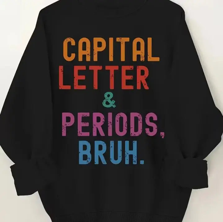 Sweatshirt Vintage Crewneck Sweatshirt Women Funny CAPITAL LETTER Print Oversized Pullover Y2k Streetwear Harajuku Loose Tops Winter Warm Long Sleeve Clothes Female