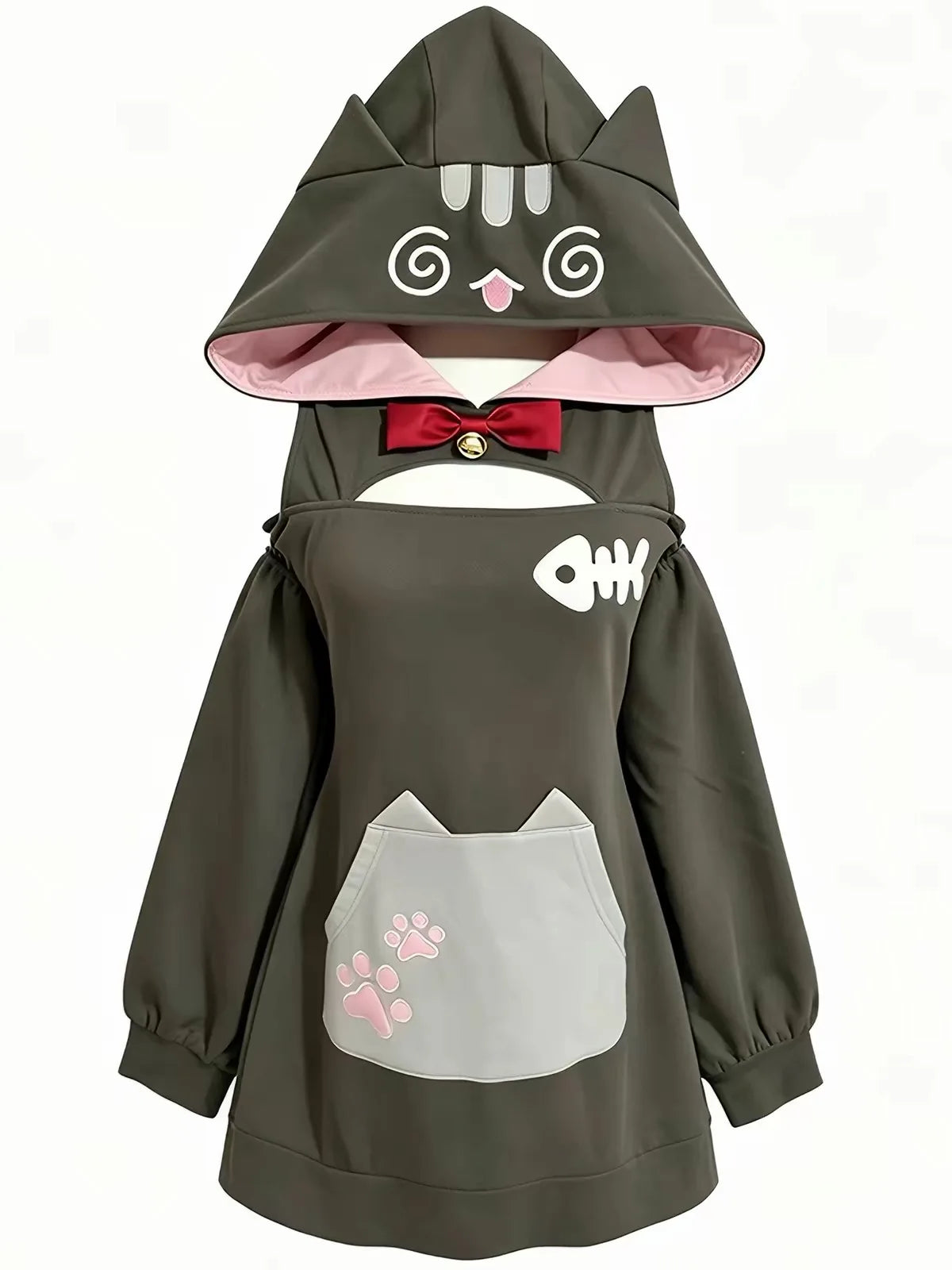 Sweatshirt Cute Ear Hoodie Women's Autumn Winter Soft Girl Hooded Sweatshirt Japanese Style Endearing Outerwear Casual Loose Fit