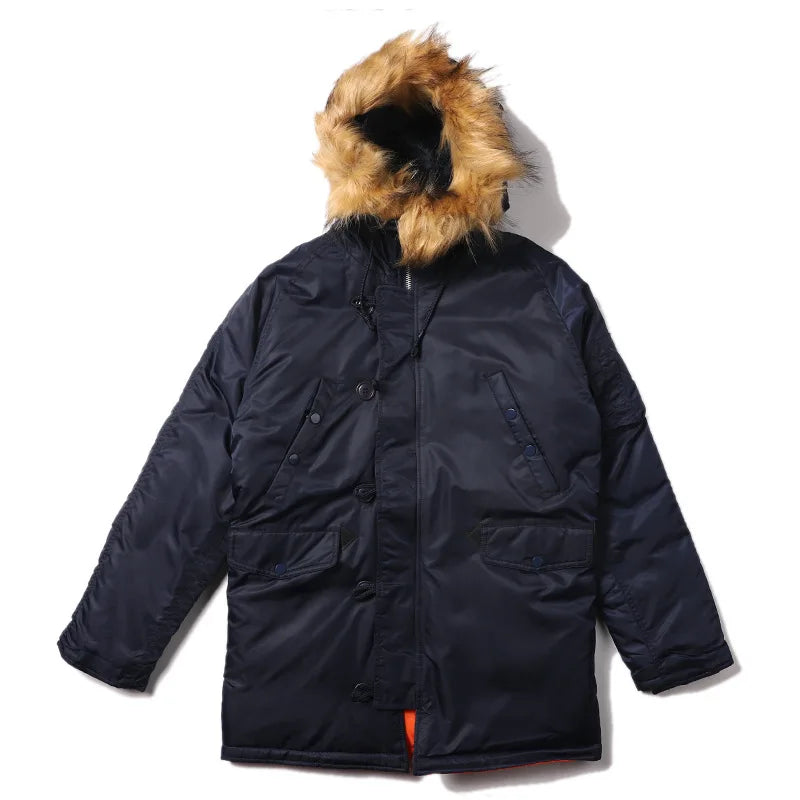 Military Fur Hood Warm Tactical Bomber Army Korean Thick Parka Hooded Men Parkas Winter N3B Puffer Men Long Windproof Coat