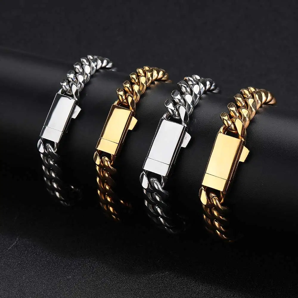 NUOYA Custom Logo Stainless Steel Cuban Link Necklace Hip Hop Jewelry Miami Cuban Link Chain for Men