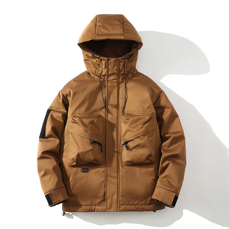 Solid Color All-match Men Parkas Outdoor Thicken Warm with Hood Cotton Jackets Fashion Comfortable Male Clothes Winter Trend New