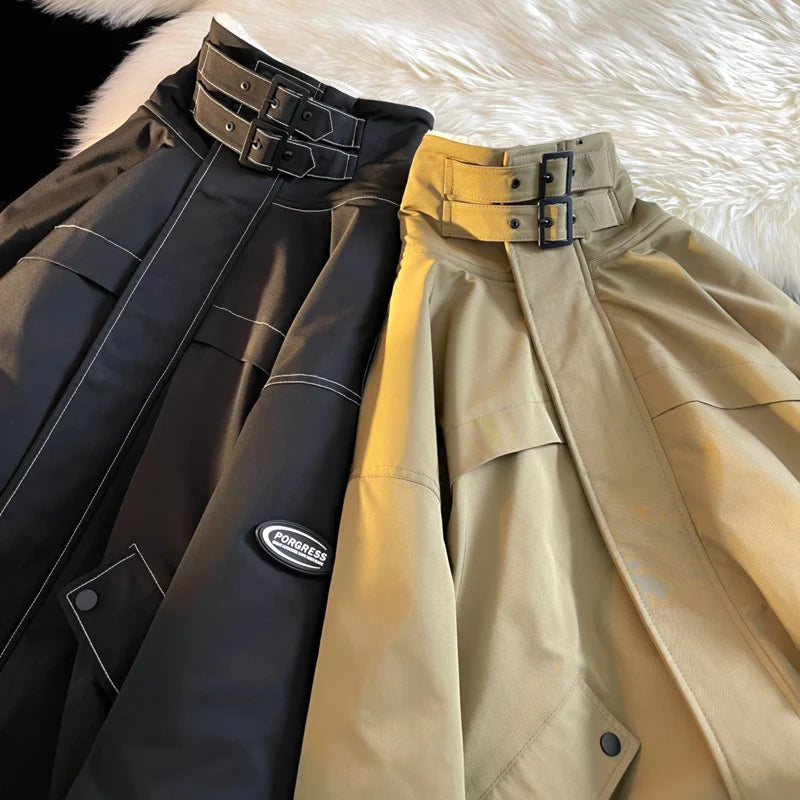 Coat Winter Coat Men Lamb Velvet Fleece Lined Thickened Loose Fit Women Cotton Jacket Warm Workwear Style Zipper Closure Lovers Coat