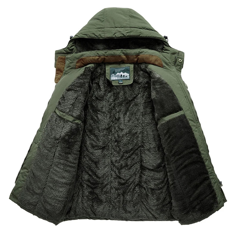 2026 New Winter Men Jacket Windbreaker Coats Parka Mens Jackets Plus Velvet Men Hooded Men Casual Warm Coat Detachable Hat