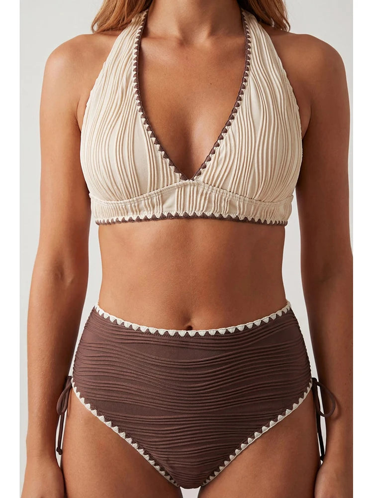 Circyy Contrast Color Sexy Swimwear Women Bikini Set Two-pieces Split Swimsuit Summer Fashion Holiday Beachwear Bikinis Set