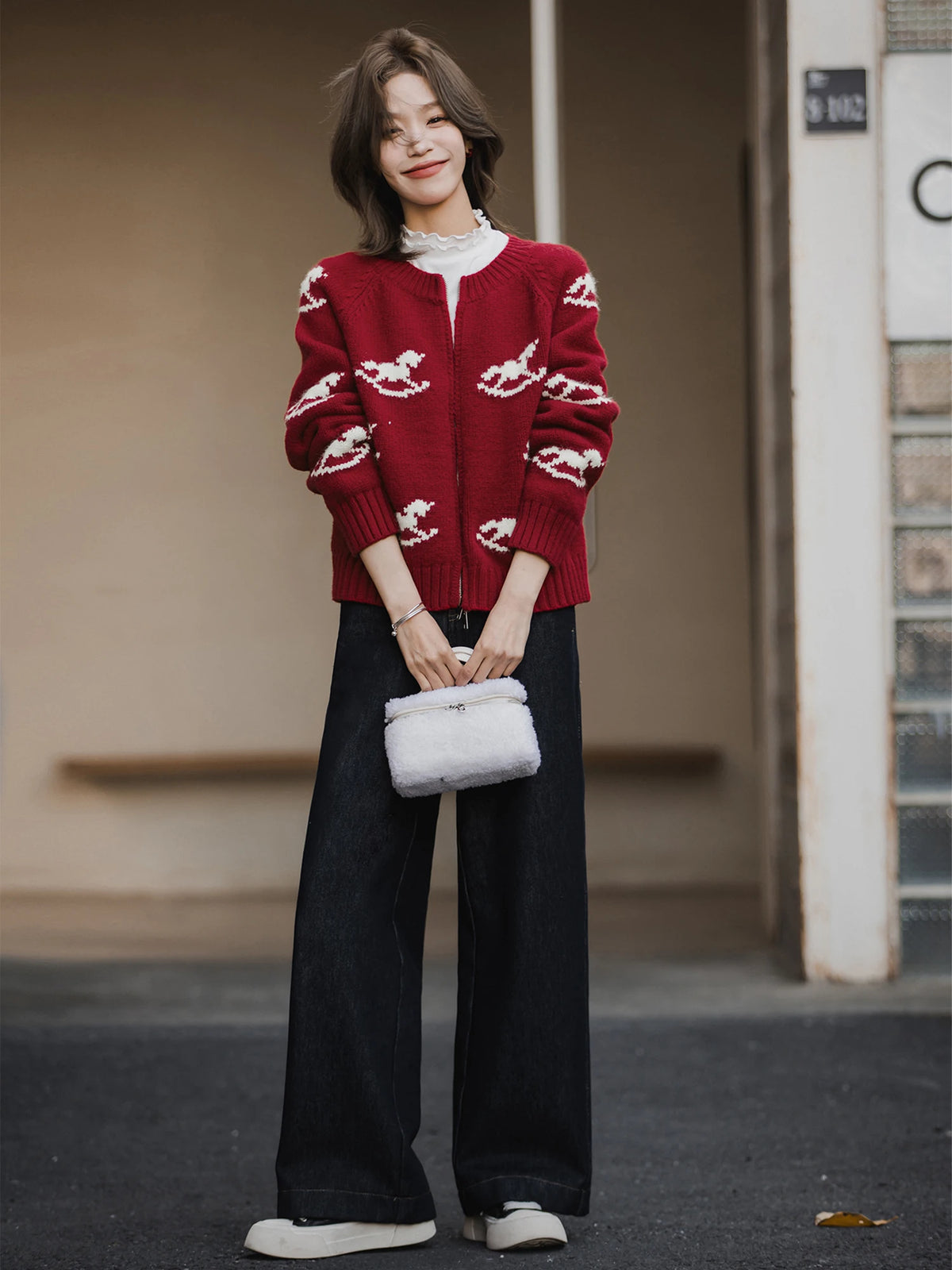 Jeans Outfit Women XIAOGULI 2026 Winter Jeans Women Vintage Thick Fleece‑Lined Denim Wide Leg Pants Casual Versatile Long Trousers Daily Outfit