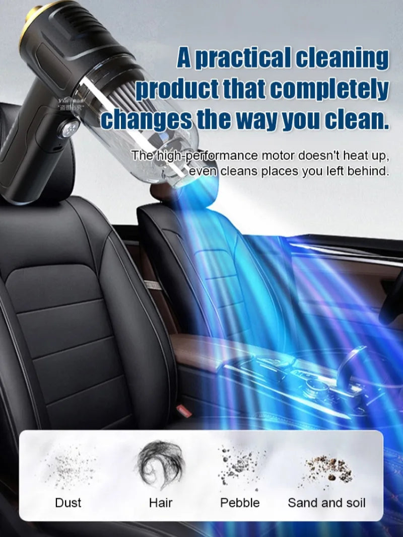 High Power Portable Wireless Vacuum, Car USB Rechargeable Mini Cleaner, Strong Suction Handheld for Car Home Office Daily Use