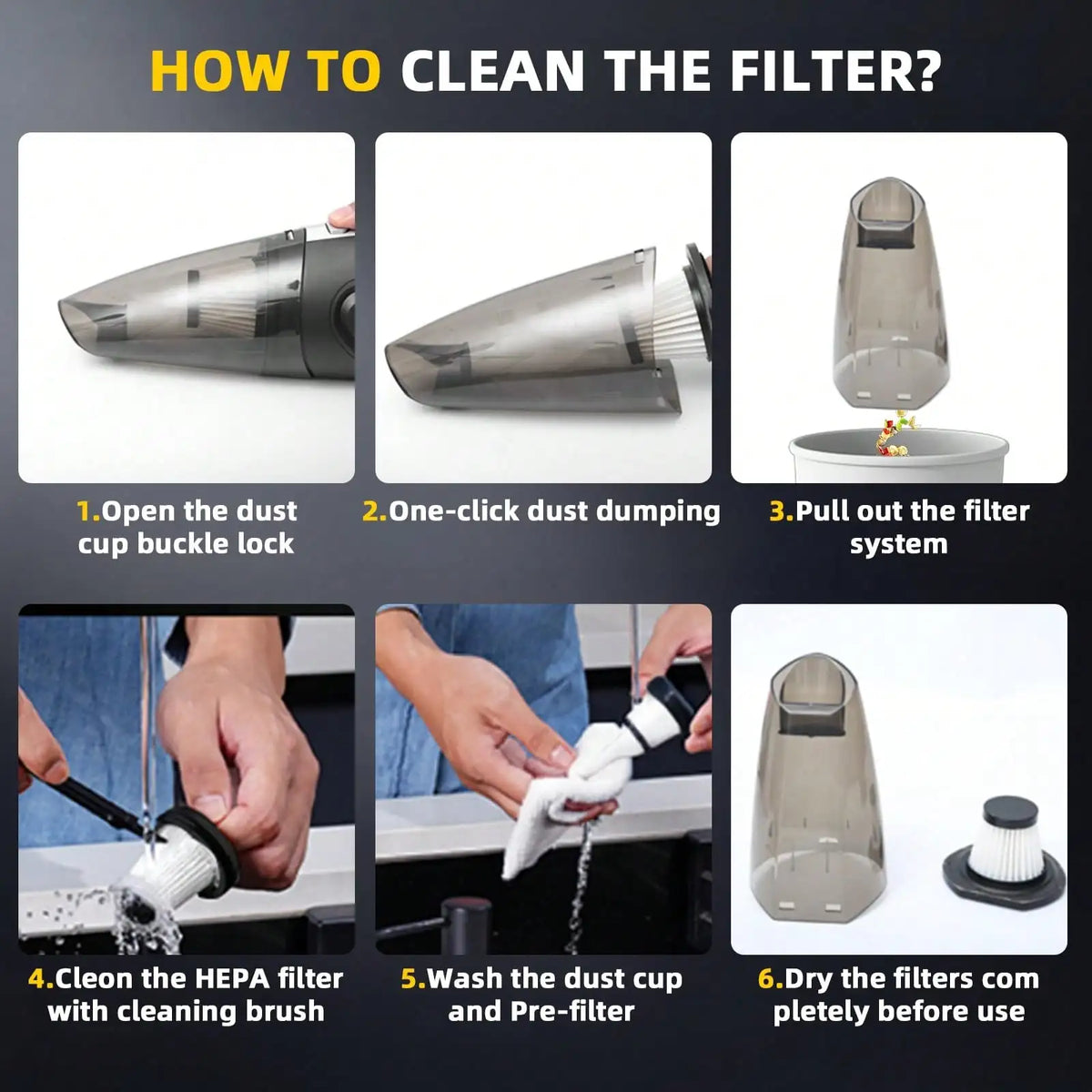 Mini Vacuum Cleaner Cordless Handheld, Rechargeable Portable Car Vacuum With LED Light, Small Lightweight Hand Vacuum For Home, Pet Hair, Dust, Sofa, USB Charging