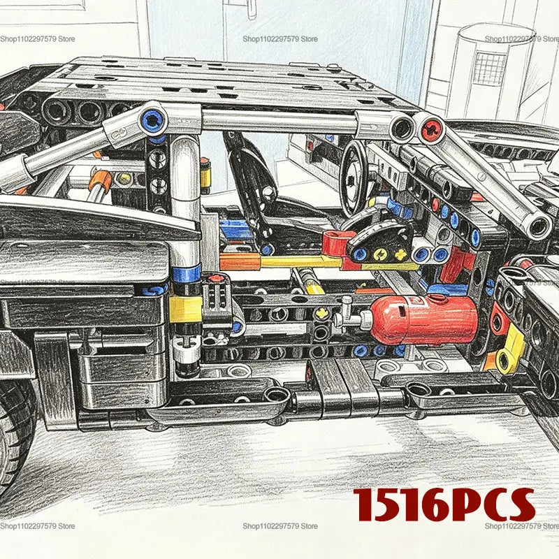 Toys New 1500+PCS Technology Racing Car Building Blocks Set DIY Creative Assemble Bricks Toys for Kids Boys Adults Gift for Christmas