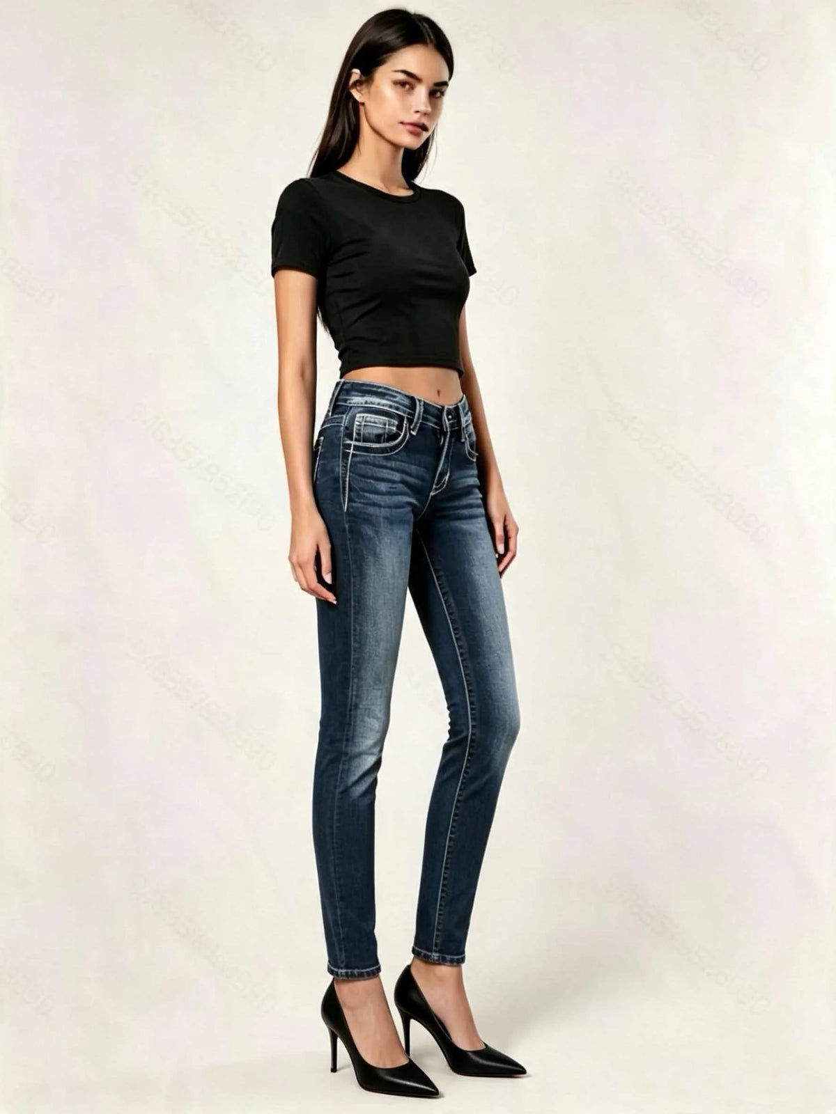 Embroidered Stretch Skinny Jeans