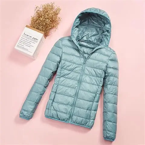 Lightweight Short down Cotton Jacket Women's Stand Collar Hooded Slim Fit plus Size Winter Outerwear CleanFit Style