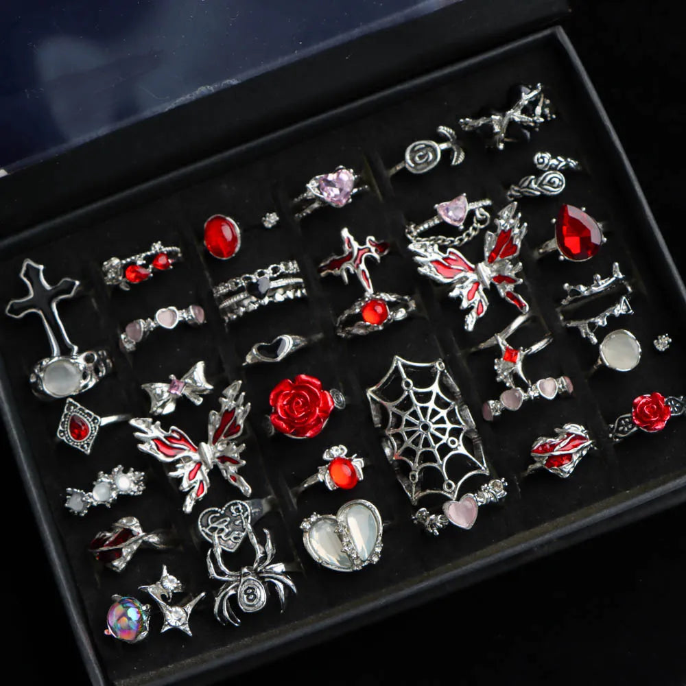 10/20/30Pcs/Lot Fashion Luxury Exquisite Charm Shiny Butterfly Finger Rings For Women Daily Jewelry Accessories Party Gifts