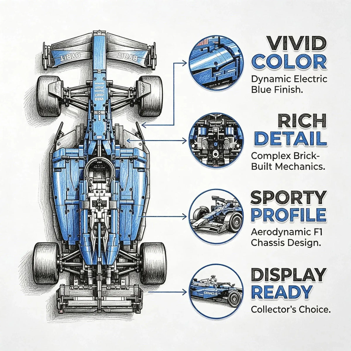 1361/1639PCS Technical RB20 SF-24 1:8 Scale Racing Car MOC Collectible Assembly Building Blocks Car Kits Model Birthday Gift Toy