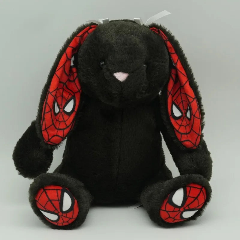 Stuffed Plush Funny Dropping Ear Rabbit Plush Cute Bunny With Spiders Man Print Pattern Stuffed Doll Halloween Christmas Collectors Fans Gift